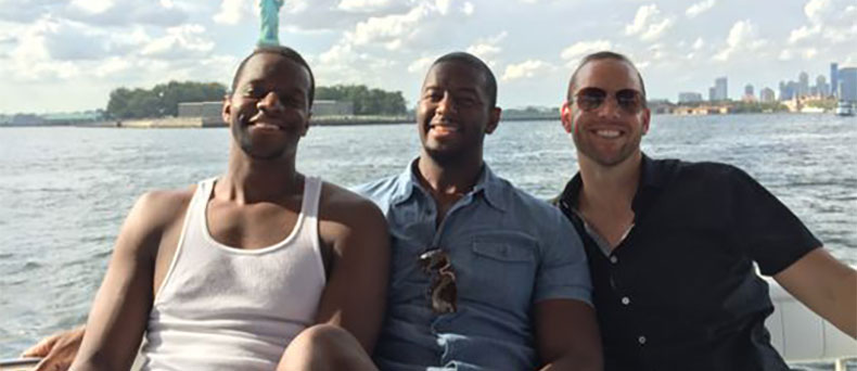 Brothers Marcus and Andrew Gillum and lobbyist/friend Adam Corey during a New York harbor boat ride with undercover FBI agents. Photo from the investigation