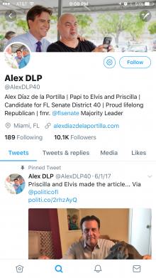 Alex Diaz de la Portilla follower count June 17