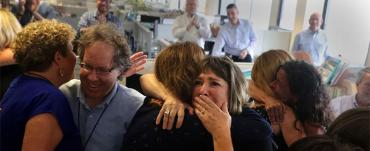 Pure emotion: The newsroom, as the announcement is made