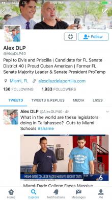 Alex Diaz de la Portilla follower count May 18