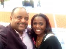 Leslie Wimes and Roland Martin, host of TV One's "News One Now"