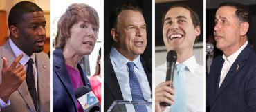 Andrew Gillum, Gwen Graham, Jeff Greene, Chris King, and Philip Levine Andrew Gillum, Gwen Graham, Jeff Greene, Chris King, and Philip Levine