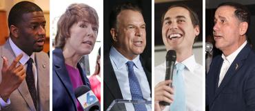 Andrew Gillum, Gwen Graham, Jeff Greene, Chris King, and Philip Levine