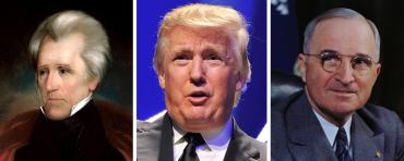 Andrew Jackson, Donald Trump and Harry Truman