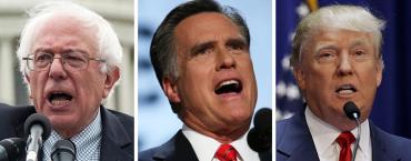 Bernie Sanders, Mitt Romney and Donald Trump Bernie Sanders, Mitt Romney and Donald Trump