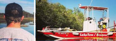 Bill Matchekowsky and the lake rescue boat Bill Matchekowsky and the lake rescue boat