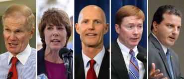 Bill Nelson, Gwen Graham, Rick Scott, Adam Putnam and Jimmy Patronis