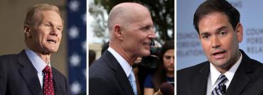 Bill Nelson, Rick Scott and Marco Rubio