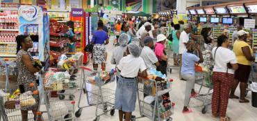A Bridgetown, Barbados supermarket at this hour