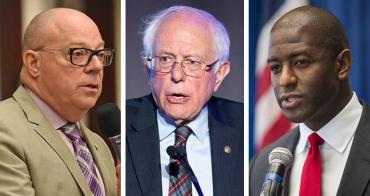 David Richardso, Bernie Sanders and Andrew Gillum David Richardso, Bernie Sanders and Andrew Gillum