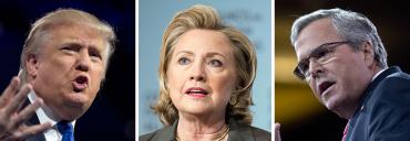 Donald Trump, Hillary Clinton, and Jeb Bush