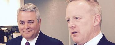Ed Pozzuoli, left, with Sean Spicer, chief strategist for the Republican National Committee Ed Pozzuoli, left, with Sean Spicer, chief strategist for the Republican National Committee