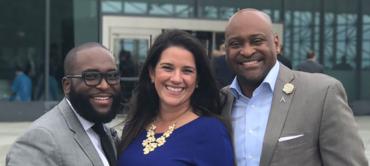 Rep. Shevron Jones, Sens. Anitere Flores and Oscar Braynon in Boston