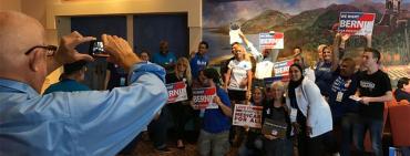 Bernie Sanders supporters pose at weekend FDP conference