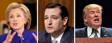 Hillary Clinton, Ted Cruz, and Donald Trump Hillary Clinton, Ted Cruz, and Donald Trump