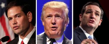 Marco Rubio, Donald Trump and Ted Cruz