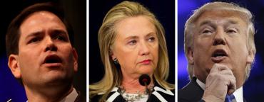 Marco Rubio, Hillary Clinton, and Donald Trump Marco Rubio, Hillary Clinton, and Donald Trump