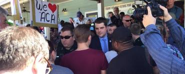 Matt Gaetz at Grover T's BBQ in Milton earlier Thursday