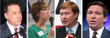 Philip Levine, Gwen Graham, Adam Putnam and Ron DeSantis