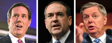 Rick Santorum, Mike Huckabee and Lindsey Graham Rick Santorum, Mike Huckabee and Lindsey Graham