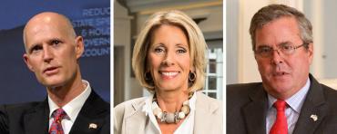 Rick Scott, Betsy DeVos and Jeb Bush