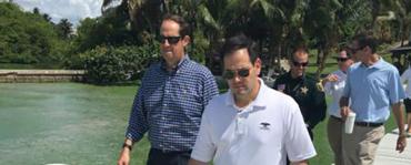 Sen. Marco Rubio, right, and Joe Negron during a Martin County visit Friday