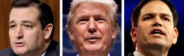 Ted Cruz, Donald Trump and Marco Rubio