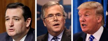 Ted Cruz, Jeb Bush and Donald Trump
