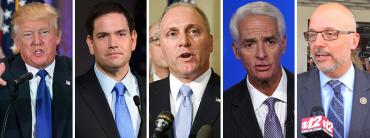 Donald Trump, Marco Rubio, Steve Scalise, Charlie Crist and Ted Deutch