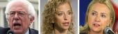 Bernie Sanders, Debbie Wasserman Schultz and Hillary Clinton