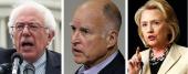 Bernie Sanders, Jerry Brown and Hillary Clinton