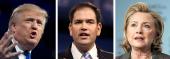 Donald Trump, Marco Rubio and Hillary Clinton
