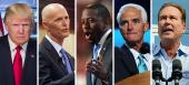 Donald Trump, Rick Scott, Andrew Gillum, Charlie Crist and Vern Buchanan