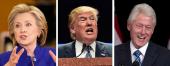 Hillary Clinton, Donald Trump and Bill Clinton