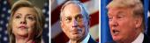 Hillary Clinton, Mike Bloomberg and Donald Trump