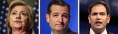 Hillary Clinton, Ted Cruz and Marco Rubio