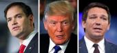 Marco Rubio, Donald Trump and Ron DeSantis