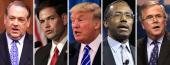 Mike Huckabee, Marco Rubio, Donald Trump, Ben Carson and Jeb Bush