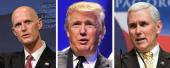 Rick Scott, Donald Trump and Mike Pence