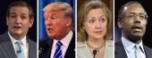 Ted Cruz, Donald Trump, Hillary Clinton and Ben Carson
