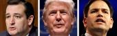 Ted Cruz, Donald Trump and Marco Rubio