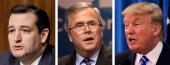 Ted Cruz, Jeb Bush and Donald Trump