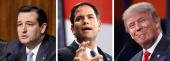 Ted Cruz, Marco Rubio and Donald Trump