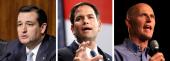 Ted Cruz, Marco Rubio and Rick Scott