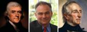 Thomas Jefferson, Tim Kaine and John Tyler