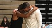 Tim Tebow visits a Jacksonville hurricane shelter