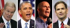 Bill Nelson, Barack Obama, Rick Scott, and Marco Rubio