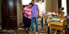 Don and Cherry Holm in their Michael-damaged home in Marianna