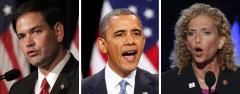 Marco Rubio, Barack Obama, and Debbie Wasserman Schultz