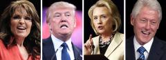 Sarah Palin, Donald Trump, Hillary Clinton and Bill Clinton Sarah Palin, Donald Trump, Hillary Clinton and Bill Clinton